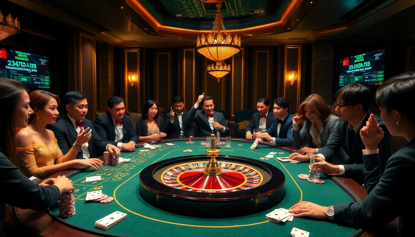 Experience the excitement of gambling at trang chủ 33win with vibrant casino games and players at the table.
