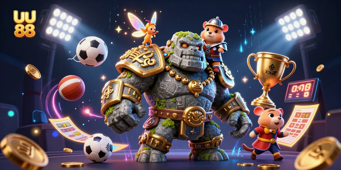Experience the thrill of uu 88 with a magical scene featuring animated characters and sports elements.