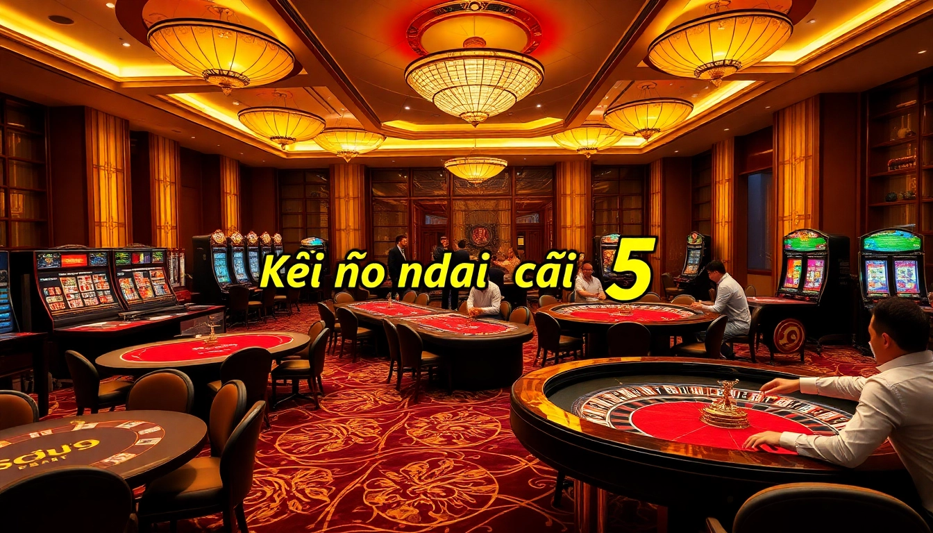 Kèo nhà cái 5 showcased in an exciting casino scene with vibrant gaming tables and thrilling atmosphere.