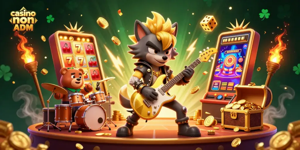 Vivi l'energia dei giochi con casino non ADM in un'illustrazione affascinante del casinò.