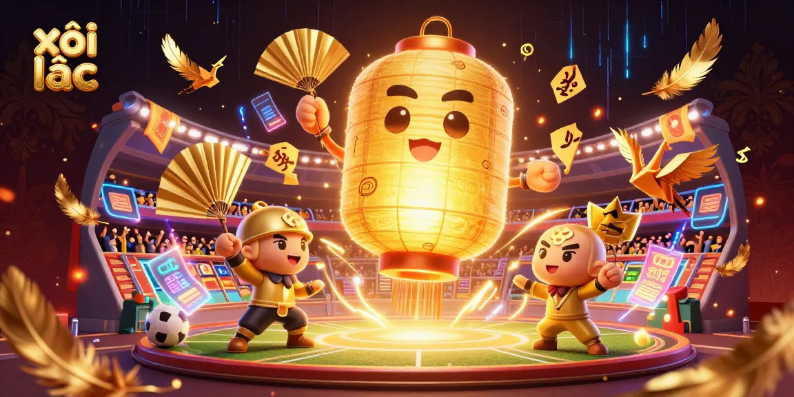 Experience the thrill of xôi lạc with lively golden characters illuminating a dynamic sports betting scene.