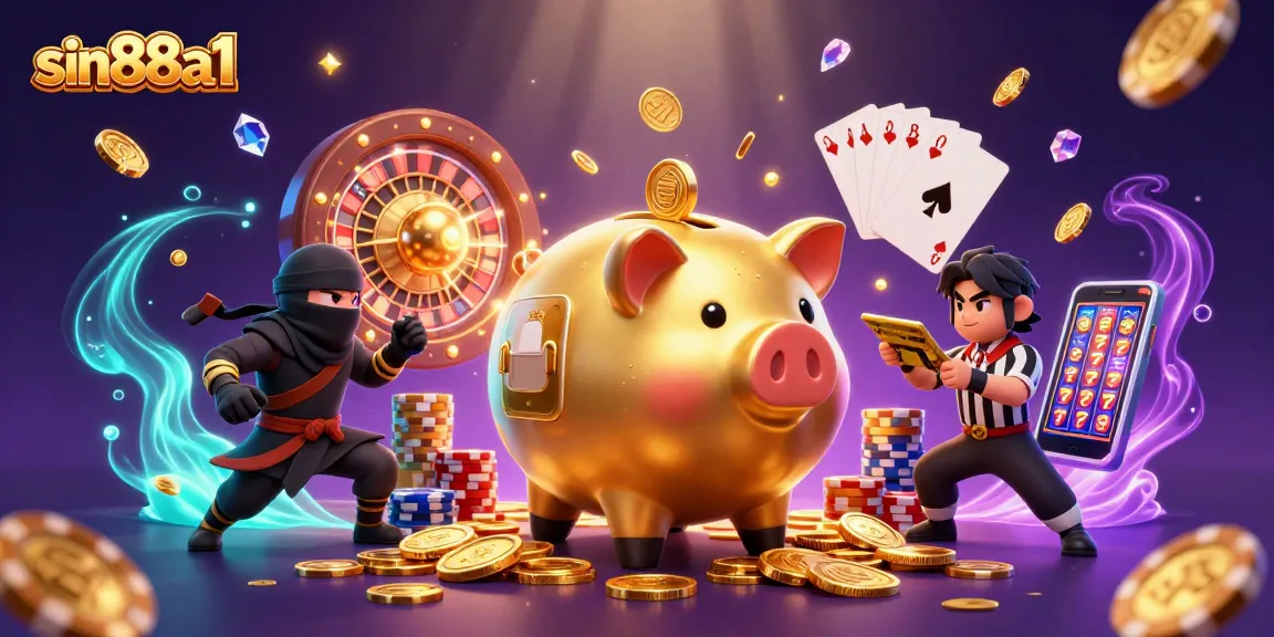 Experience thrilling gameplay at sin88a1 with golden coins cascading and vibrant casino elements.