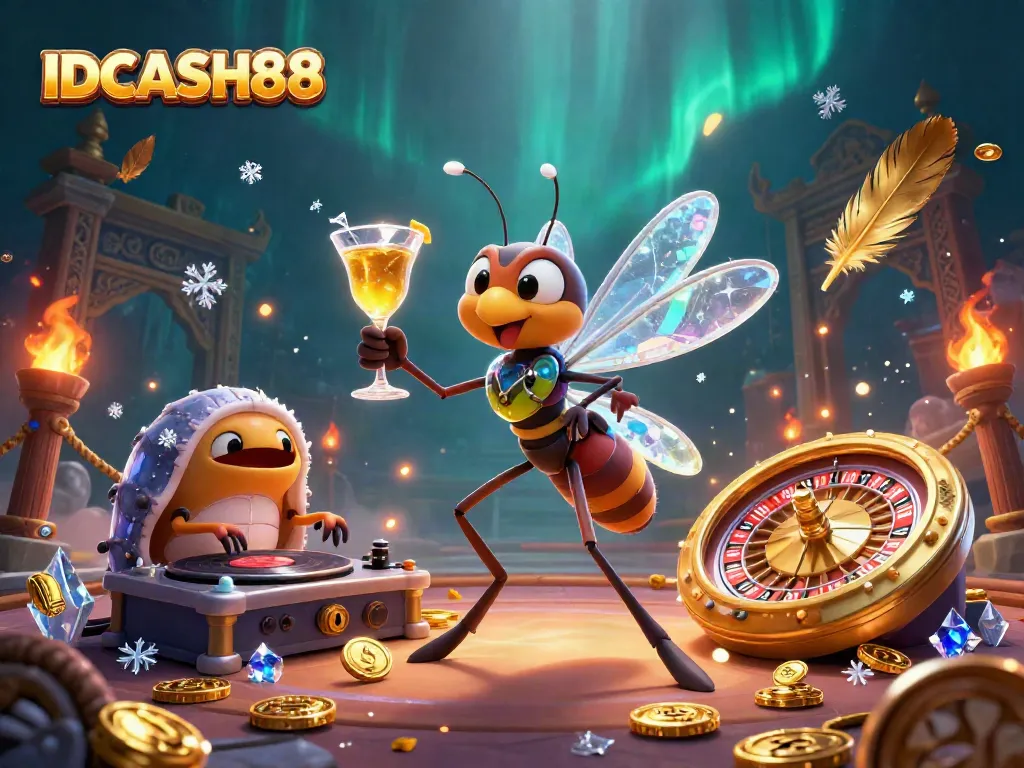 Experience thrilling gameplay at IDCASH88 with exciting characters and casino elements in a vibrant illustration.