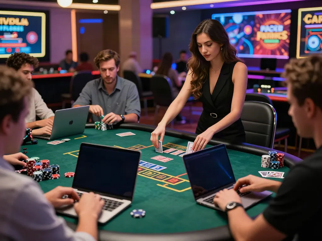 Exciting online gambling experience at https://five88bet.org/ with players in a vibrant casino setting.