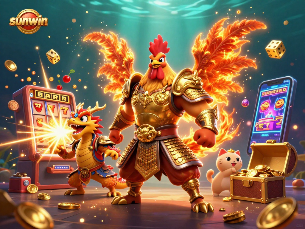 Spin to win at sunwin's vibrant casino scene with dynamic characters and engaging game effects.
