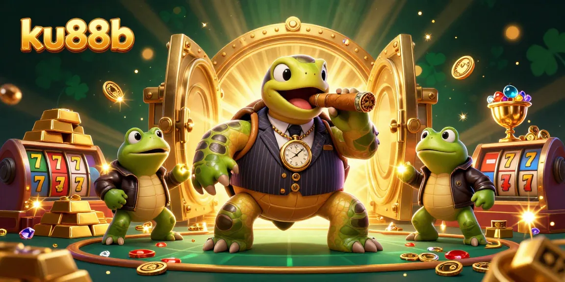 Engage with ku88b's thrilling casino atmosphere featuring a money-munching turtle mobster.