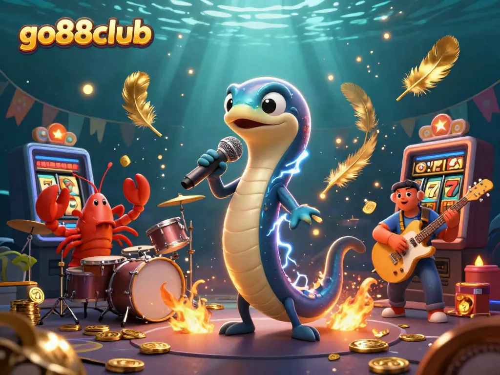Experience thrilling gameplay at go88club with energetic characters in a vibrant underwater casino scene.