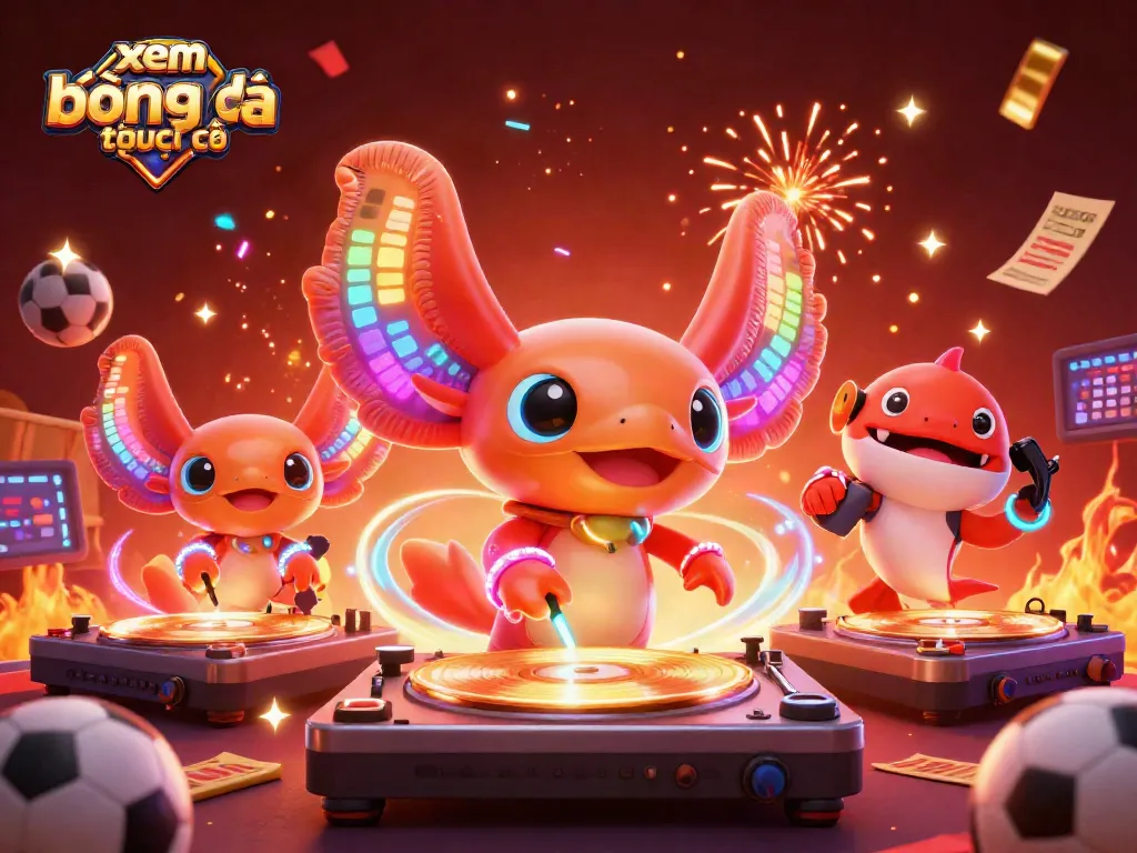 Xem bóng đá trực tuyến kèo nhà cái với DJ axolotl và các yếu tố thể thao hấp dẫn.
