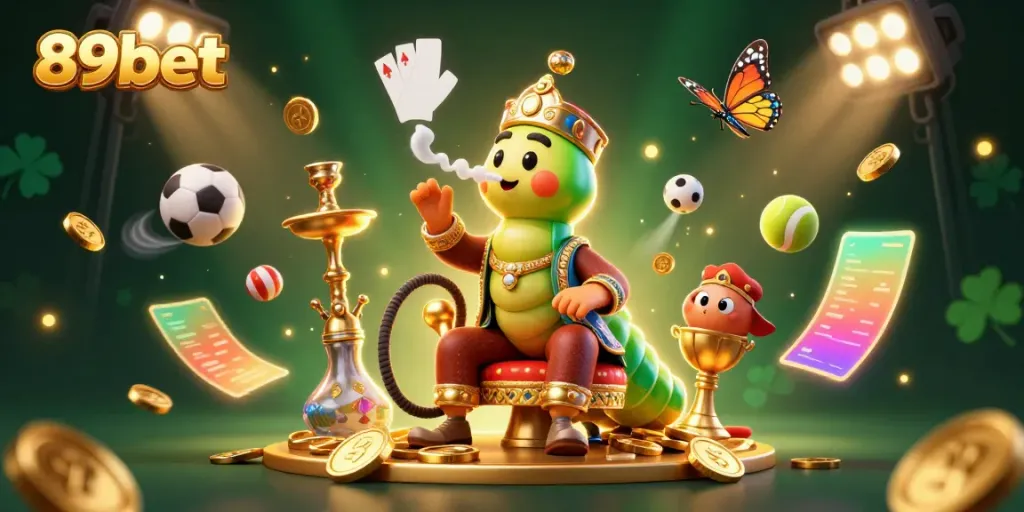 Experience thrilling wins with 89bet, featuring dynamic sports elements and a whimsical hookah-master in 3D.