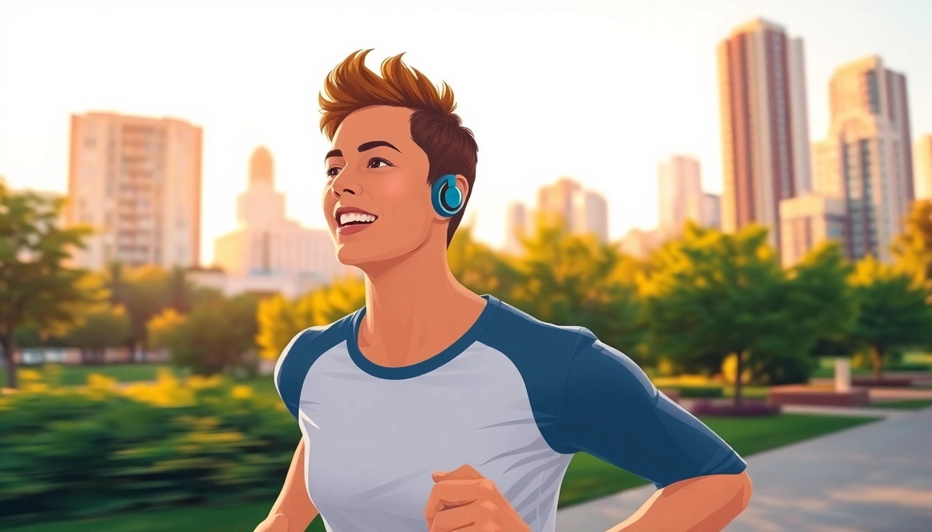 Experience the immersive sound of Shokz headphones while jogging in the city park.