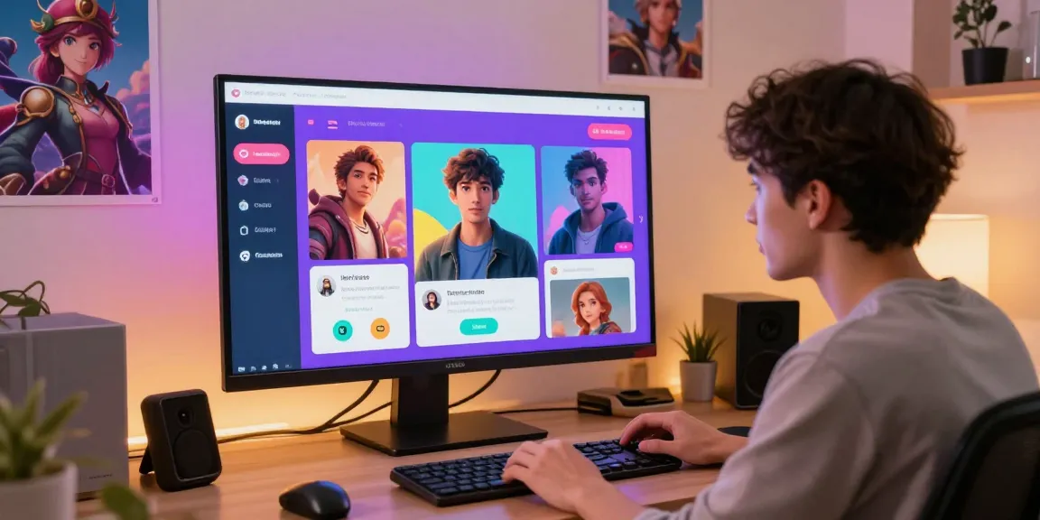 Engaging user interacting with character AI NSFW chat platform in vibrant workspace