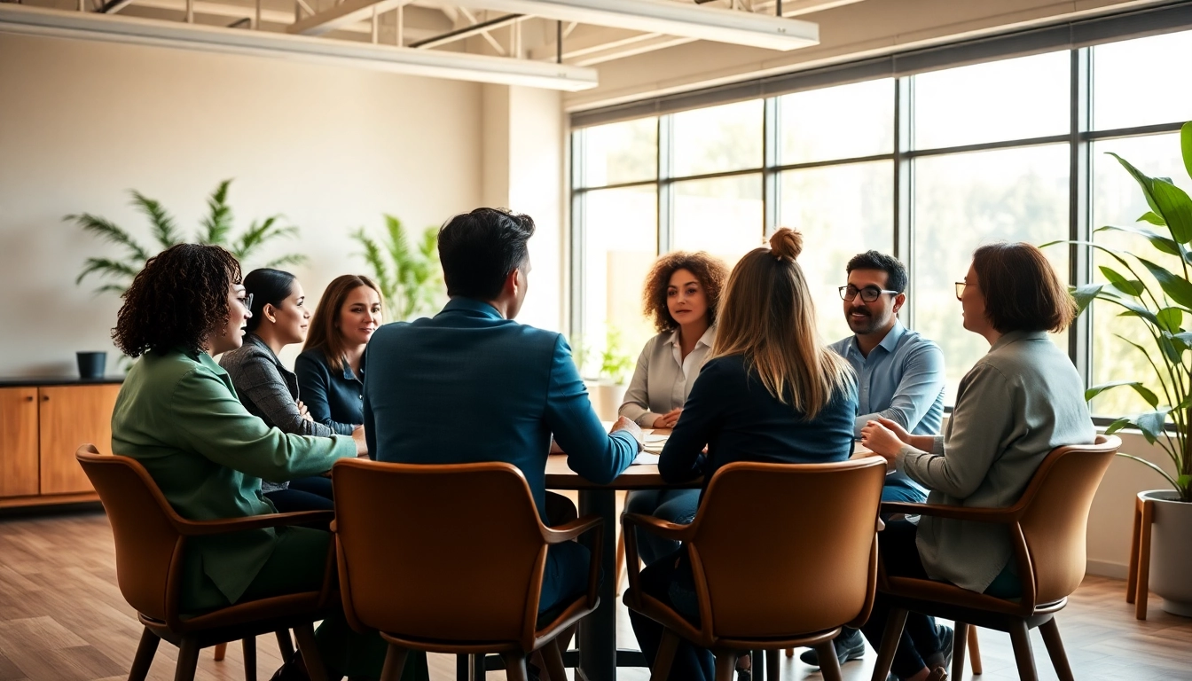 Engaging career coaching session fostering collaboration and growth in a modern office.