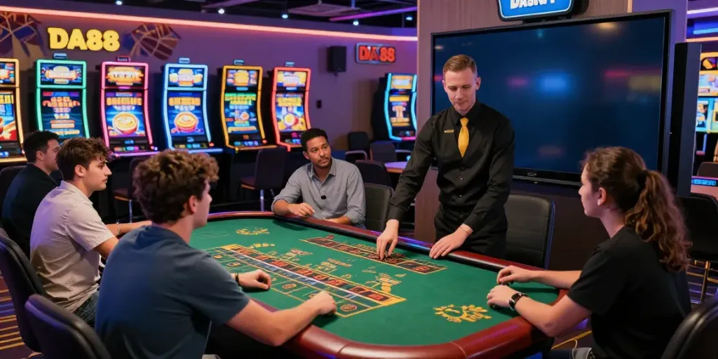 Engaged players enjoying live casino games at DA88 online gaming platform.