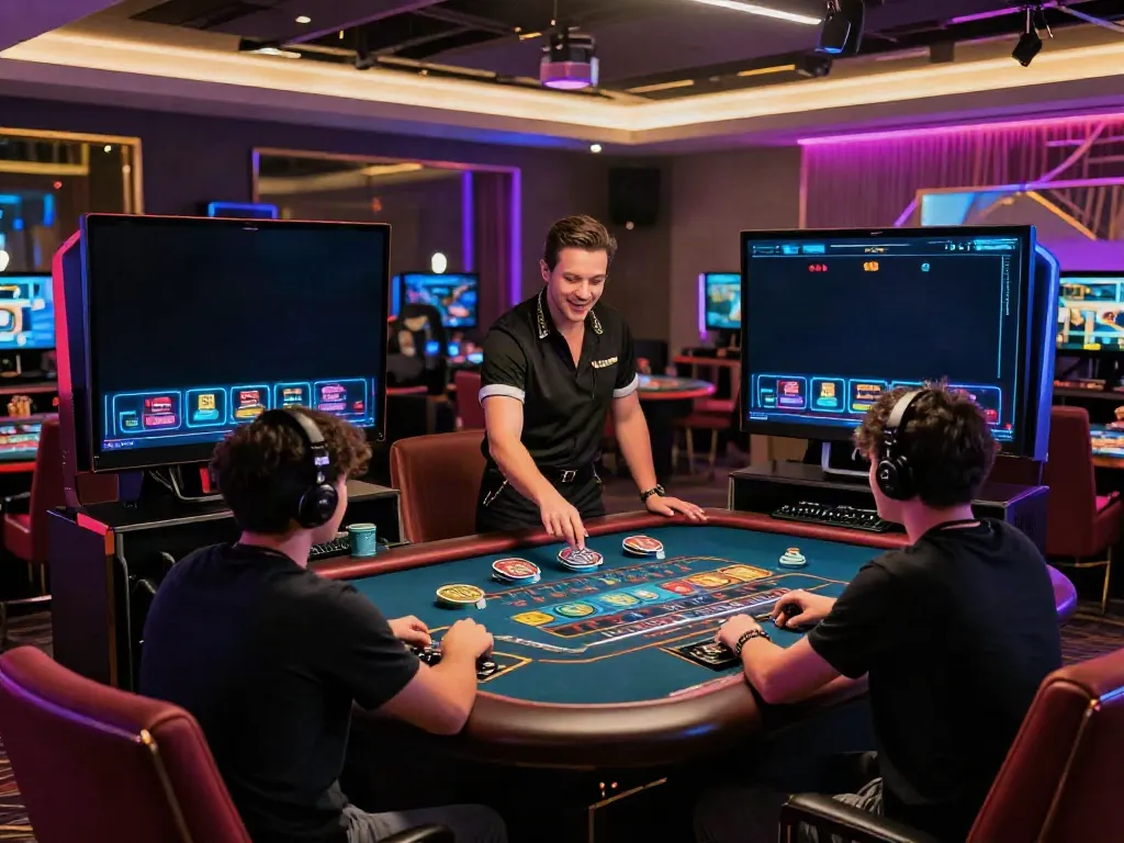 Engaging online gaming atmosphere at https://playsv88.net/ with luxurious setup and live dealer interaction.