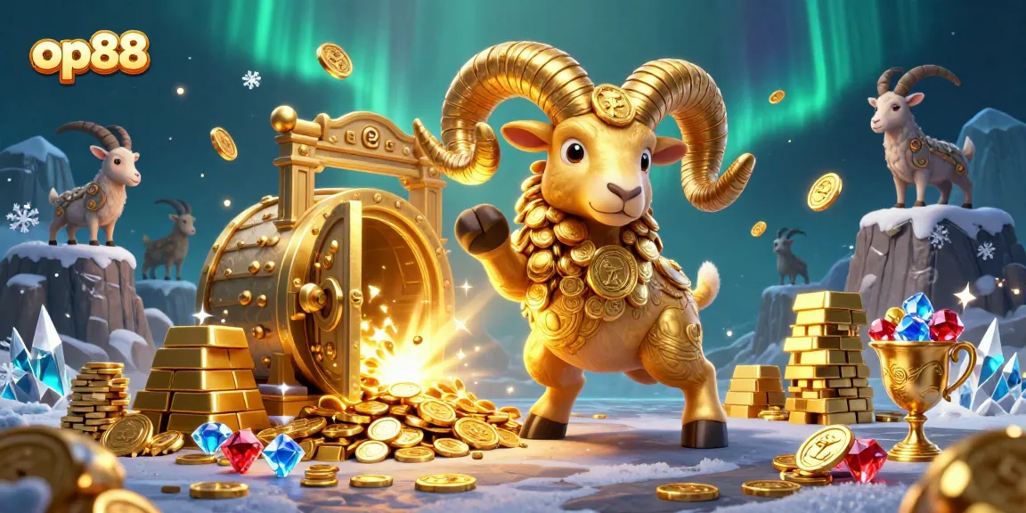 Join op88's thrilling adventure as the golden ram charges through a treasure vault, symbolizing rich rewards in gaming.