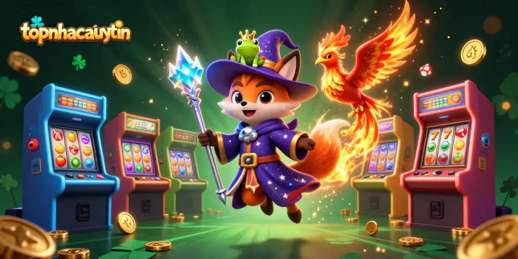 Experience thrilling gameplay at topnhacaiuytin with a vibrant casino-themed illustration.