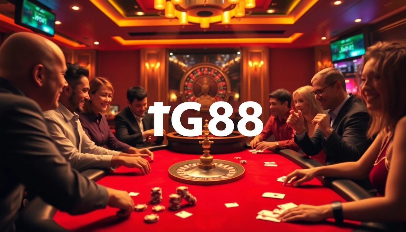 High-stakes poker action at tg88 casino, showcasing thrilling gameplay and vibrant atmosphere.