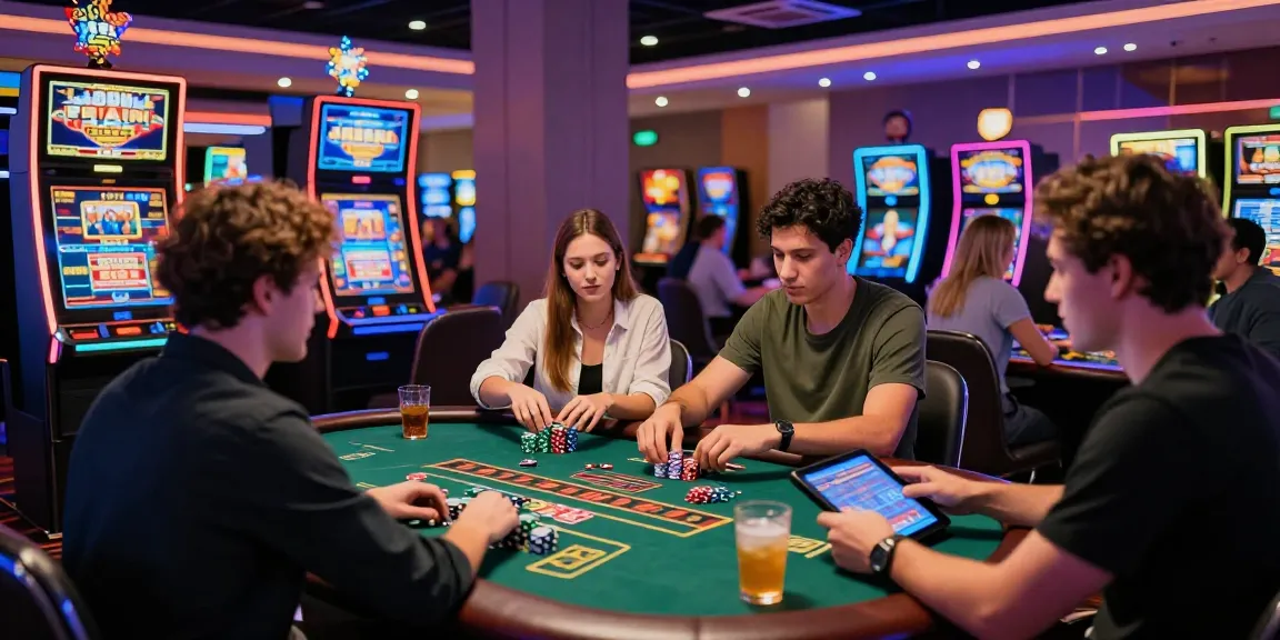 Vibrant casino scene at https://southsomersetenvironment.co.uk/ showcasing players engaged in credit card casino games with neon lights.