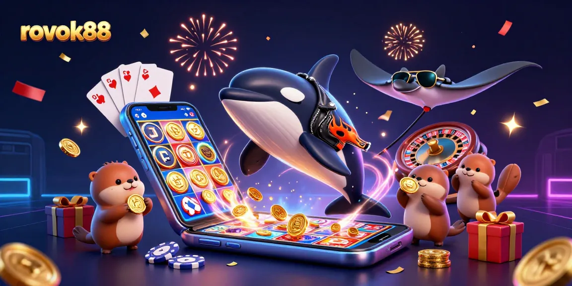 Experience thrilling gaming action with rokok88's vibrant and dynamic casino scene featuring animated sea creatures.