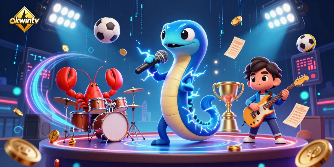Okwintv showcases an energetic underwater DJ concert with vibrant creatures and sports elements.