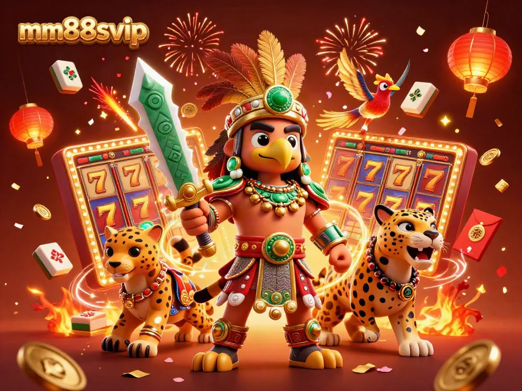 Experience the thrill of slots with mm88svip through this vibrant casino-themed illustration.