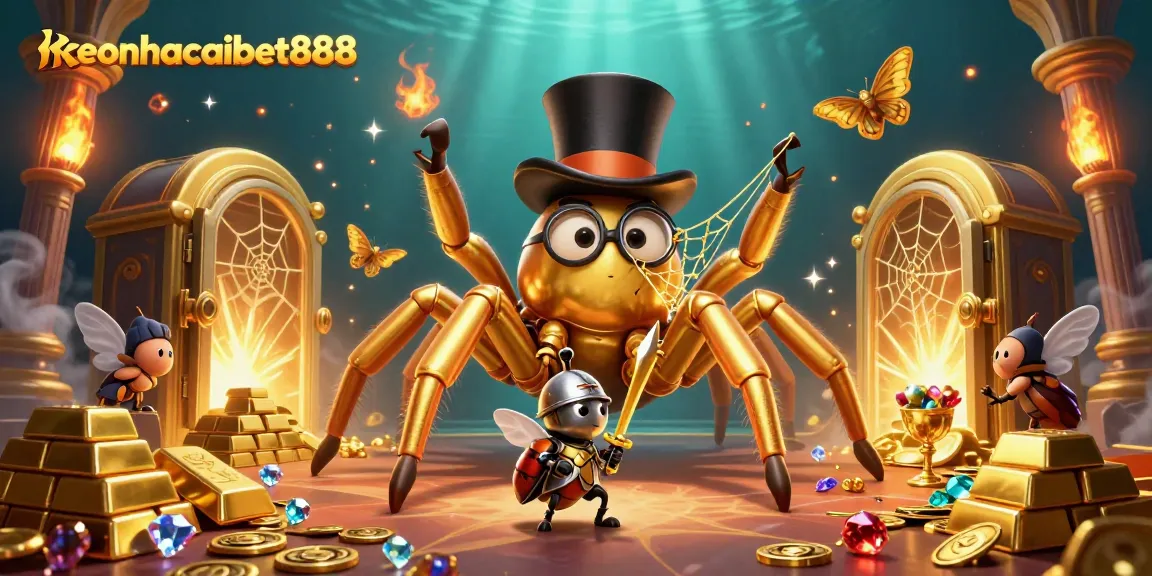 Experience thrilling gameplay at keonhacaibet888, featuring a vibrant 3D casino scene full of treasures.