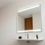 Illuminate your space with mirror and led lights featuring an elegant bathroom setting.
