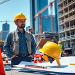 Manhattan Commercial General Contractor supervising builders on a bustling construction site.