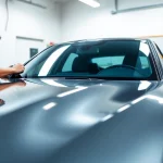 Applying PPF winter road salt protection to a vehicle, showcasing the meticulous process.
