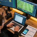 Engaging in strategic sports betting with TG88 on multiple screens displaying live odds and matches
