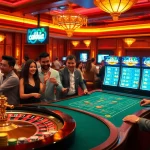 Gamblers enjoying high-stakes gaming experience at a vibrant casino with cakhia branding.