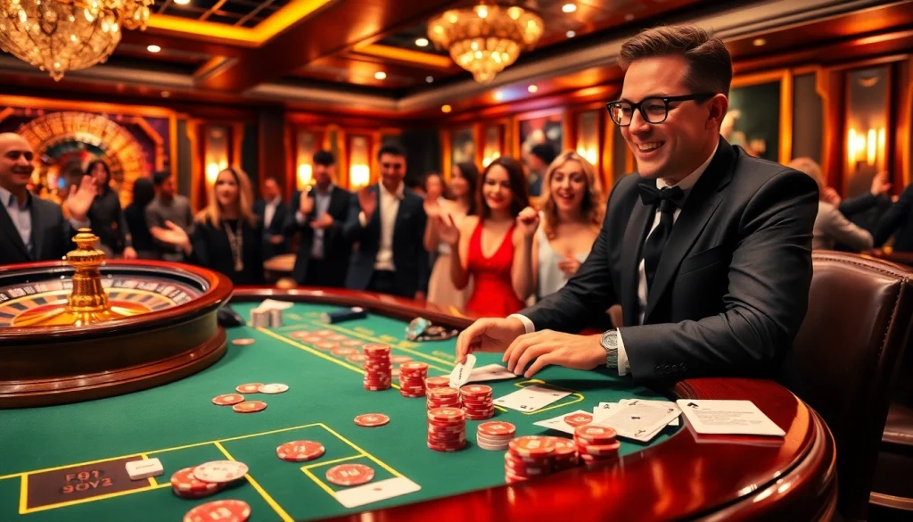 Engaging scene of players at Haywin poker table, enjoying high-stakes gambling action with vibrant chips.