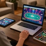 Player enjoying an exhilarating poker game on 98win online casino setup, showcasing vibrant graphics and strategic gameplay