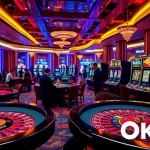 Action at the gambling tables showcasing Trang Chủ OKFUN with players enjoying poker and casino games.