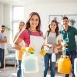 Cleaning services Calgary team efficiently tidying up a cozy home environment.