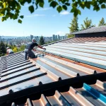 Installing high-quality metal roofing in Vancouver on a modern home.