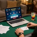 TR88 player enjoying live poker at home, highlighting strategic gameplay and cozy atmosphere