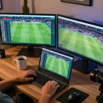 Analyze lịch thi đấu bóng đá with multiple screens for strategic sports betting.