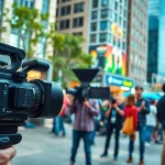 Creating engaging content through Professional Video Production with a dynamic team in action.