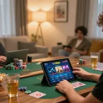 Không khí hấp dẫn của trò chơi đánh bạc trực tuyến với giao diện Link 12bet được hiển thị, thể hiện việc chơi game có trách nhiệm.