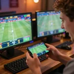 Engaging in sports betting with open88c app during live game action.