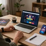 Engaging with sc88 online casino games while enjoying a cozy home environment.