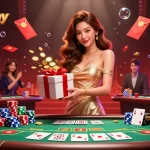 Win with 789clubhay in a dynamic casino scene featuring festive Lunar New Year decorations and slot elements.