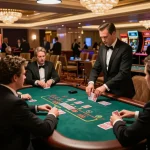 FLY88 invites you to engage in high-stakes blackjack at an upscale casino table.