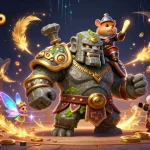 Experience thrilling wins at 789betgo with the magical golem and hamster knight in a dynamic casino scene.