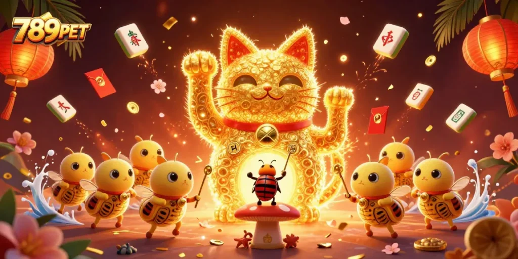 Experience the thrill of 689P BET with a vibrant casino atmosphere filled with lucky symbols and fireflies.