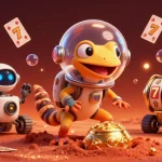 Engage with the exciting DEBET app, exploring a 3D casino adventure filled with gold and vibrant elements.