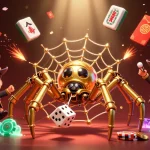 Experience Fabet's playful gaming world featuring a steampunk spider and delightful casino symbols.
