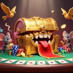 Engage with sin88 as adventurer mice are lured to a golden treasure chest amid poker excitement.