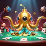 Engage with dabet com's thrilling poker scene featuring a kraken submarine and vibrant gameplay.
